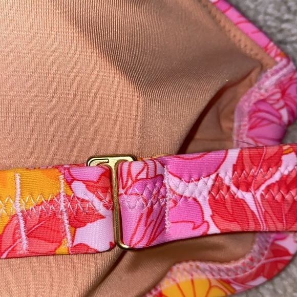 J. Crew O-ring bandeau bikini top in pink floral design size 3X NWT - Picture 7 of 7